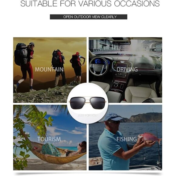 🆕 Men Black Retro Square Sunglasses Gradient Lens Trendy Style Reflected Glare - Picture 7 of 7